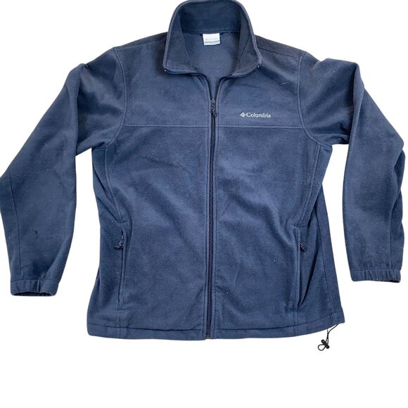 Columbia Men's Fleece Jacket Large Navy Blue Full-Zip Stand Collar Outdoors - Picture 1 of 13